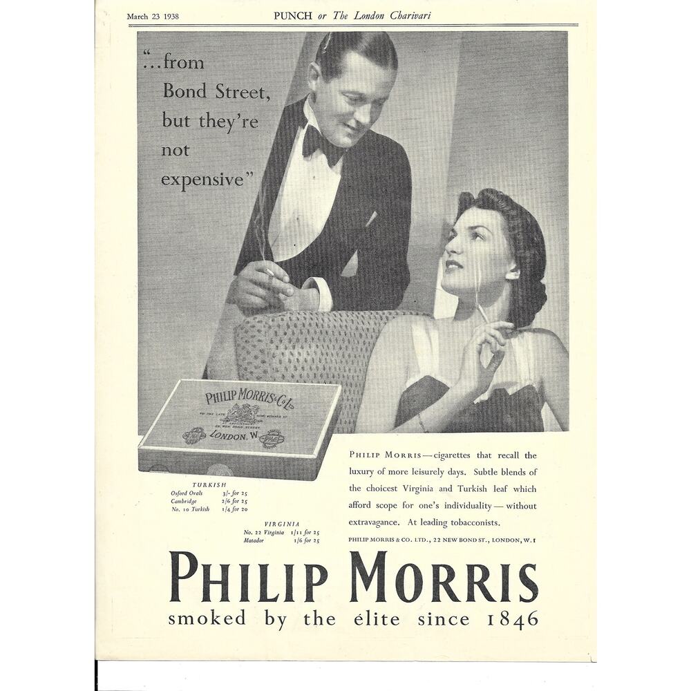 Vintage Print Ad Philip Morris 1938 Cigarette